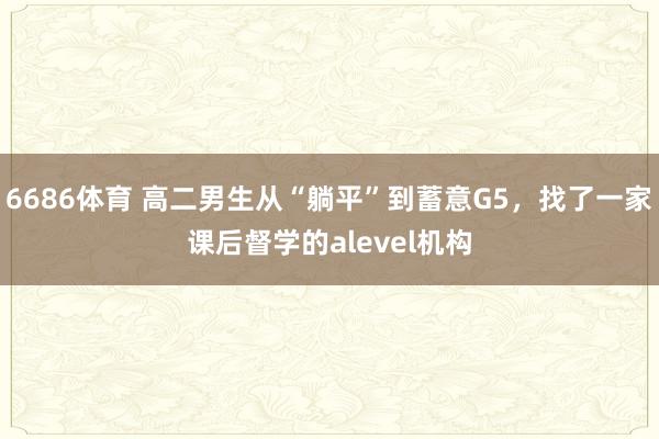 6686体育 高二男生从“躺平”到蓄意G5，找了一家课后督学的alevel机构